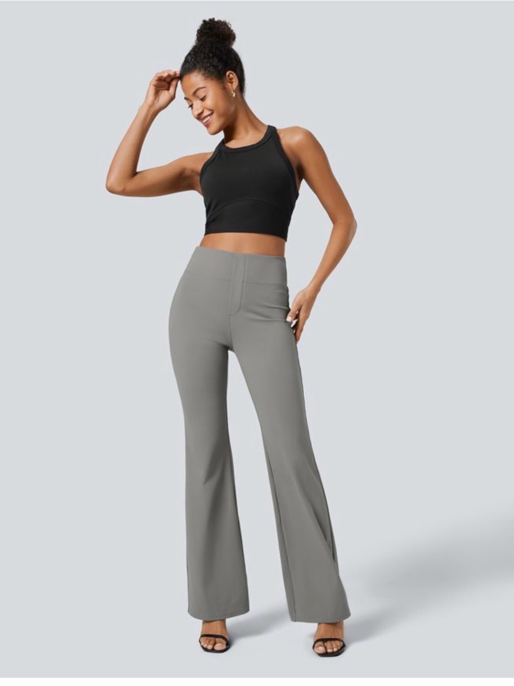 HALARA Gray High-Rise Flare Pants